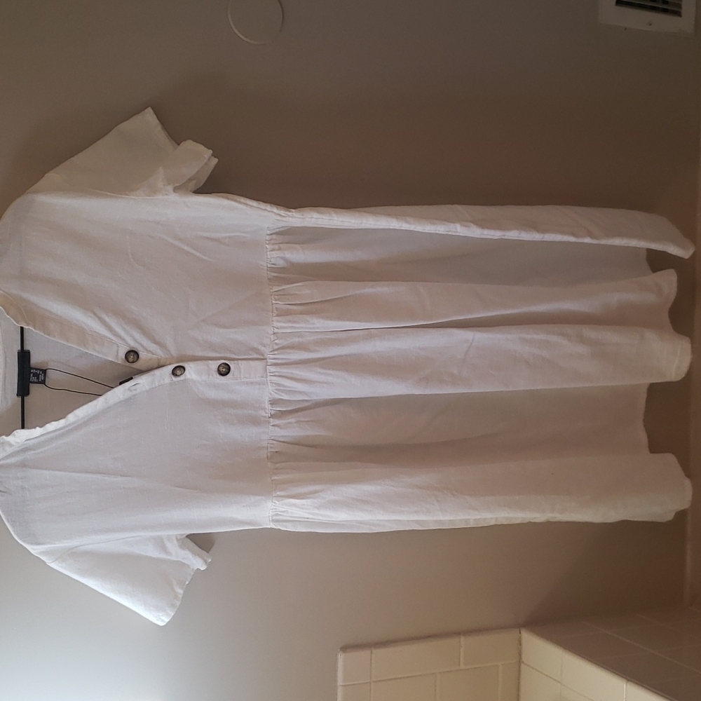 White Organic Linen Summer dress